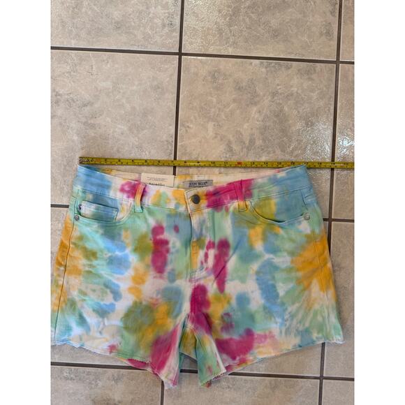 050 Judy Blue NWT Women's Cut Off Tie Dye Swirl Pastel Shorts Size XL Stretch - Picture 7 of 7